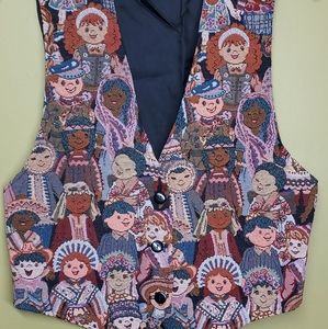Vintage Facets Mirrors Tapestry Vest Large Multicultural Children